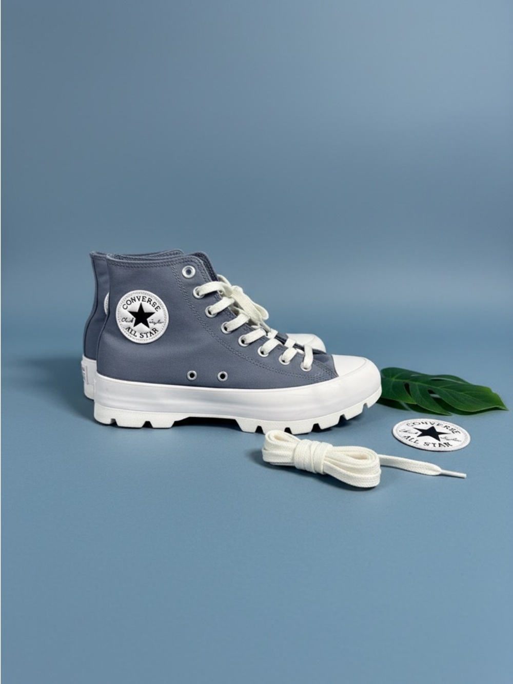 Converse High Top Sneaker - Slate Blue & White